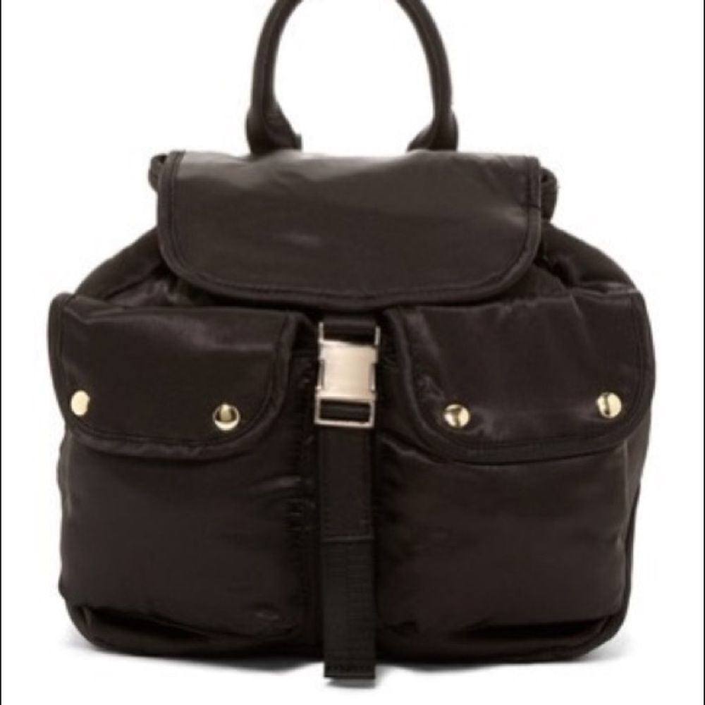 Steve Madden Black Satin Backpack - Picture 1 of 7